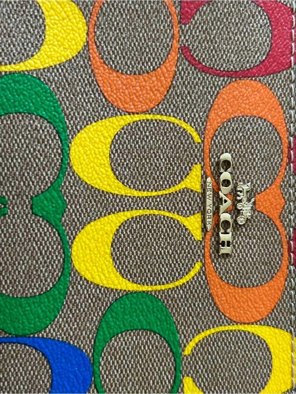 Coach Rainbow Signature Zip Around Wallet in Brown Canvas - Picture 3 of 4